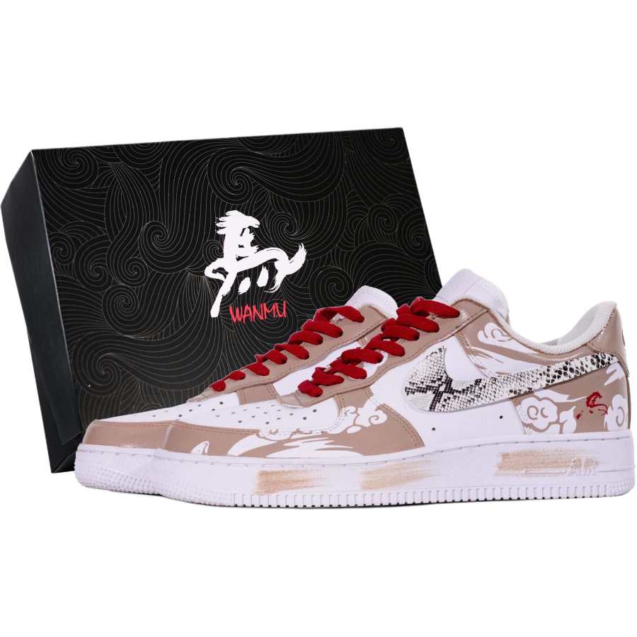 Nike Nike Air Force 1 Golden Saddle Daiwa Scarlet Abrasion Resistant Low top Skateboard Shoes Men's Khaki White