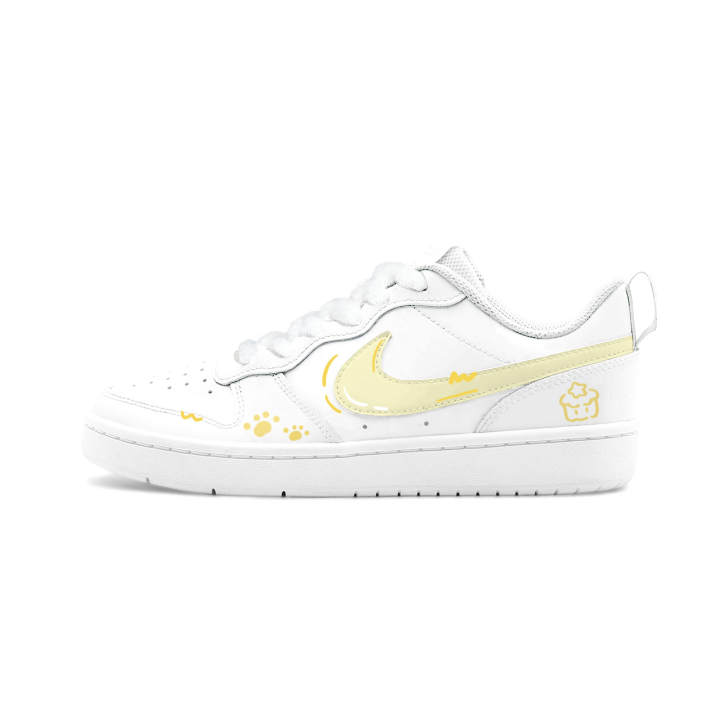 Nike Nike Court Borough Big Fish Manufacturing, Milk White Light Mango Leather Abrasion Resistant Breathable Low top