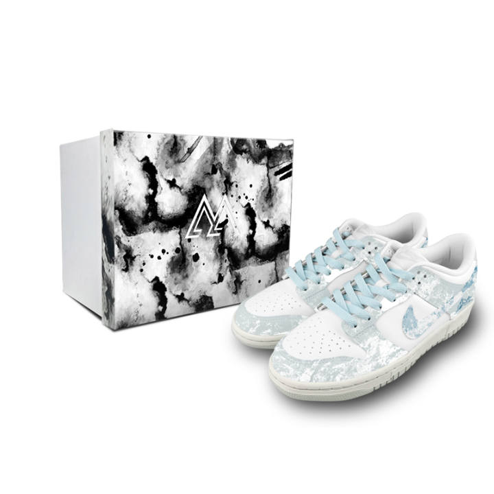 Nike Nike Dunk Snow Mountains Slip Resistant Abrasion Resistant Low top Kids' Skateboarding Shoes Blue White Unisex