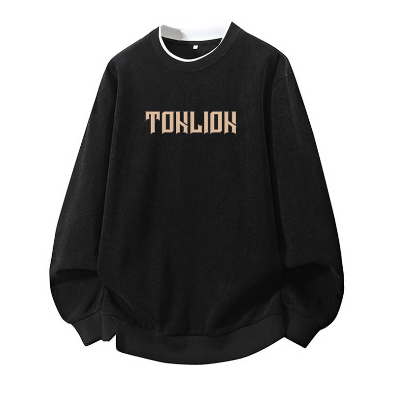 Tonlion T Shirts Unisex Crew Neck Moderate Mock Two Piece