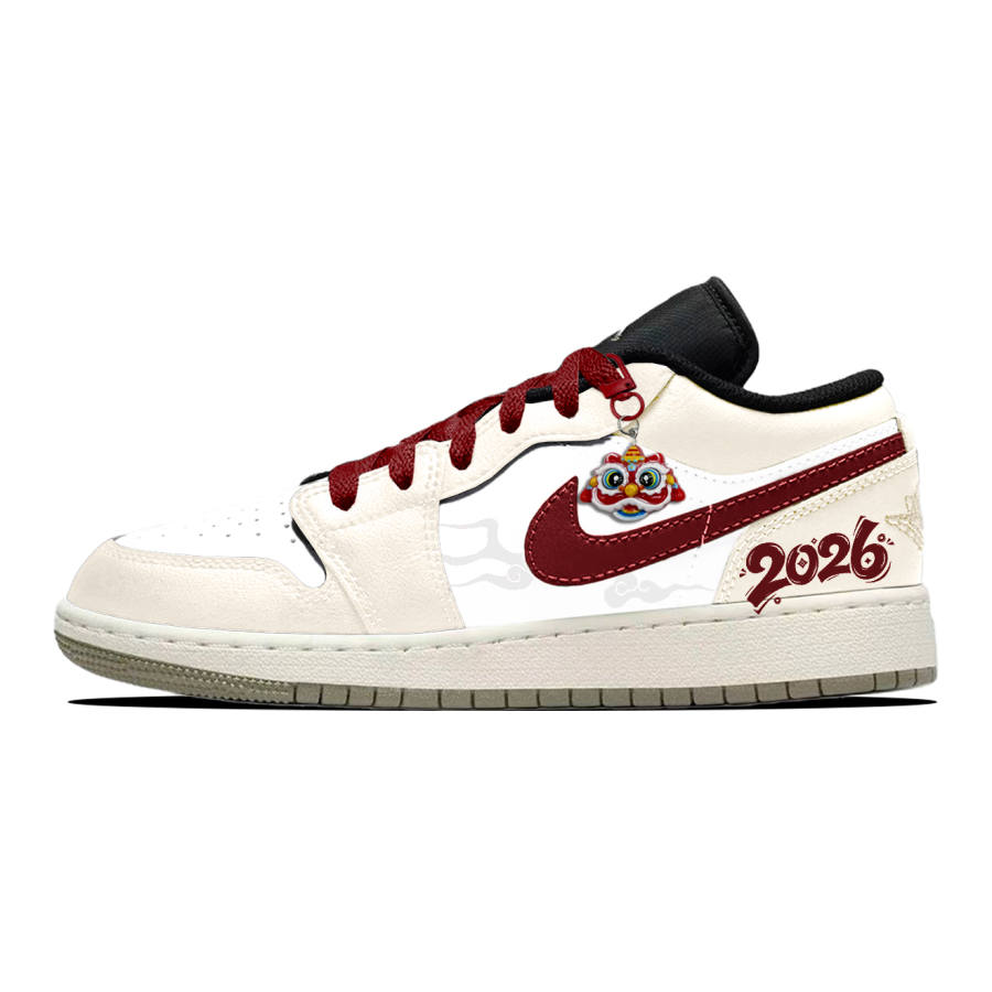 Jordan Jordan Air Jordan 1 Order Of Years Slip Resistant Abrasion Resistant Low top Children's Basketball Shoes Ecru Teenagers