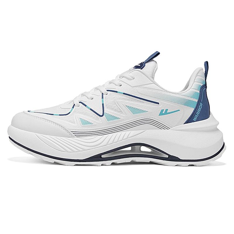 Warrior Cushioning Abrasion Resistant Lightweight Breathable Low top Running Shoes Men's White Blue