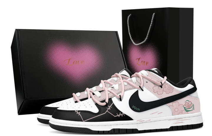 Nike Nike Dunk White Peach Notebook, Heart Box Abrasion Resistant Low top Skateboard Shoes Unisex Pink
