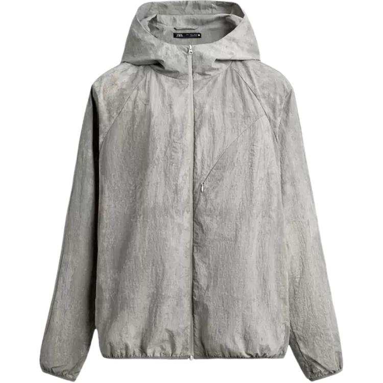 ZARA Jackets Men's Gray Hooded Non Detachable Moderate Other