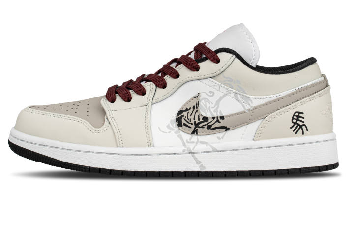 Jordan Jordan Air Jordan 1 Cow Leather Low top Skateboard Shoes Unisex Ecru