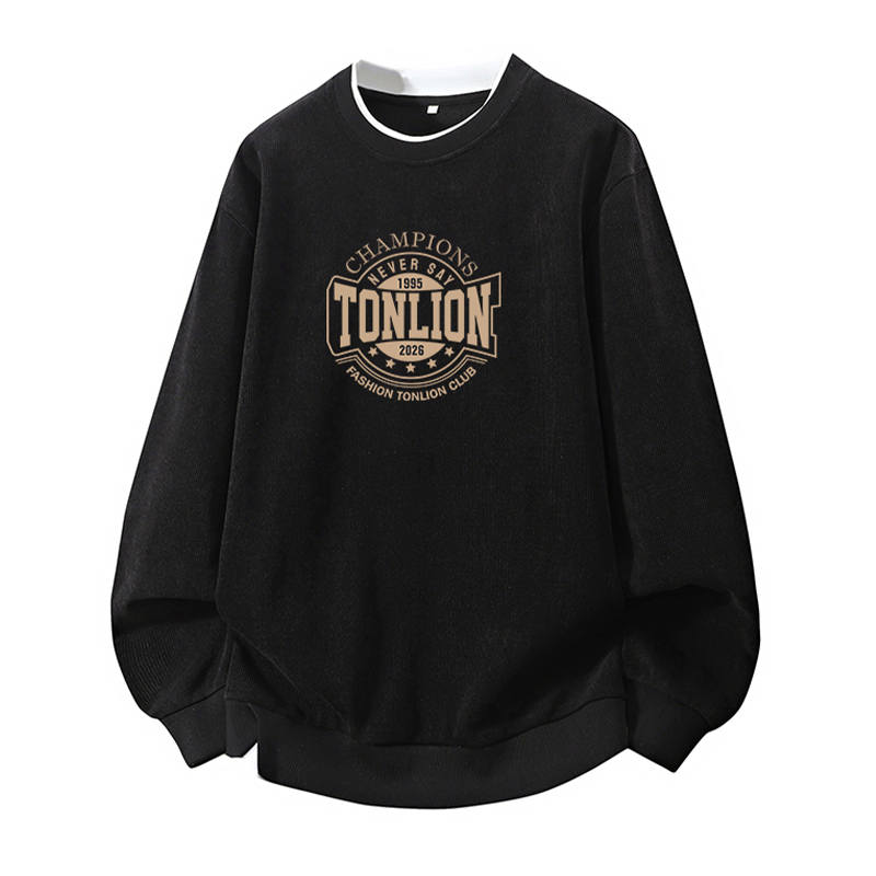 Tonlion T Shirts Unisex Crew Neck Moderate Mock Two Piece