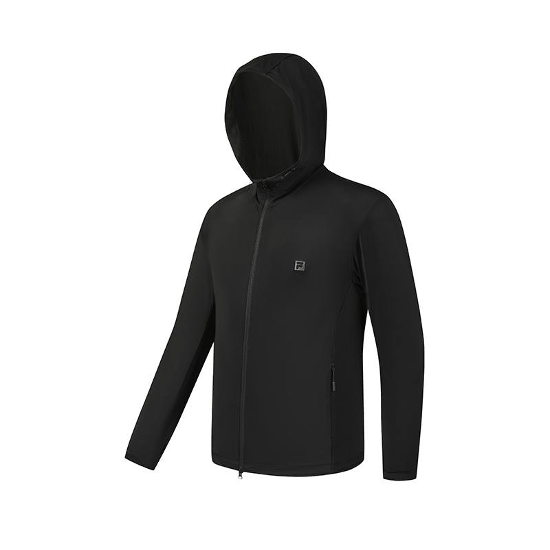 FILA Fitness Knitted Fabric Long Sleeved Coat Men's Jet Black