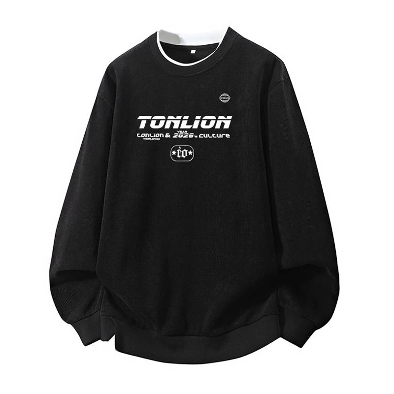 Tonlion T Shirts Unisex Crew Neck Moderate Mock Two Piece