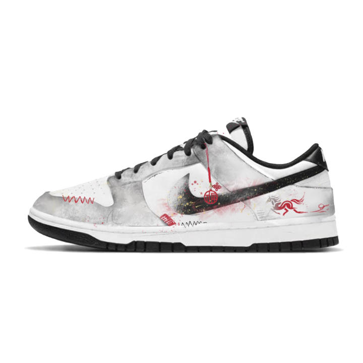 Nike Nike Dunk Horse Step Blessings Slip Resistant Abrasion Resistant Low top Skateboard Shoes Men's Gray Red