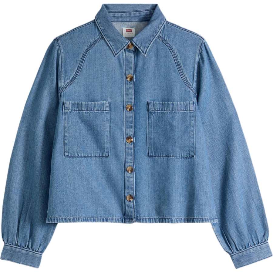 Levis Shirts Women's Dark Color Washed Pointed Collar Thin Workwear
