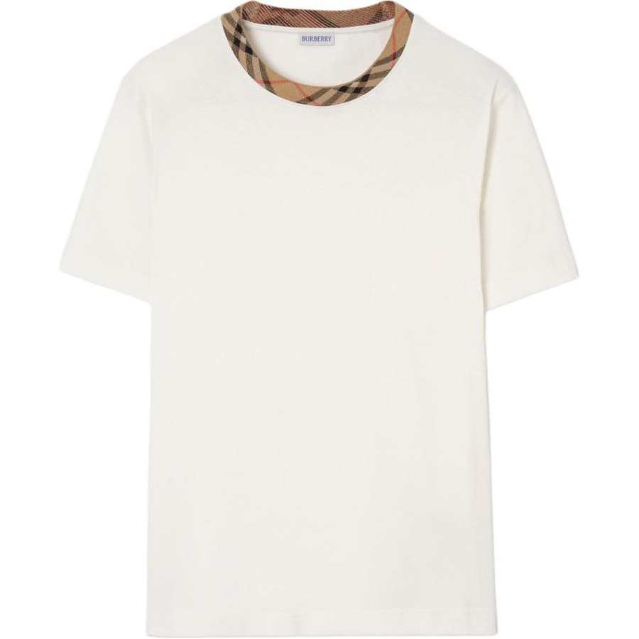 Burberry T Shirts Men's White Crew Neck Moderate Straight Fit