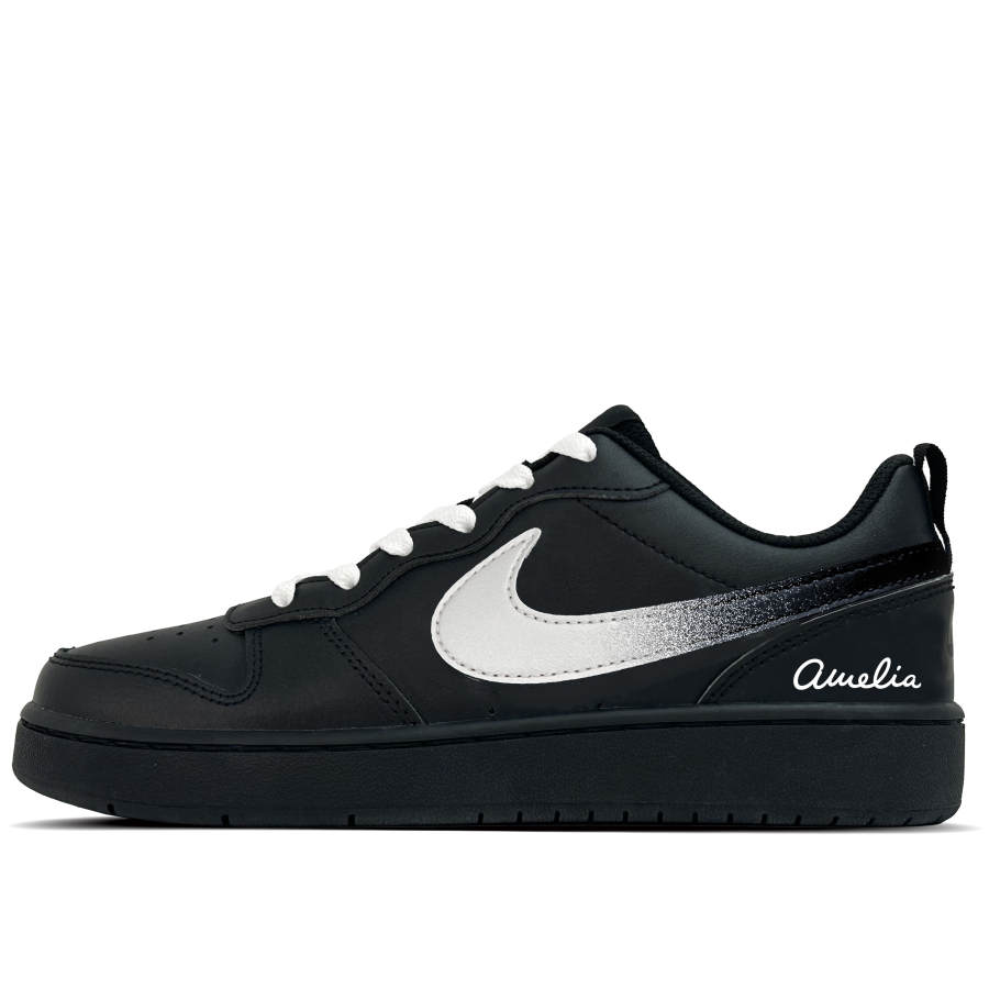 Nike Nike Court Borough Woven Heart Synthetic Leather Abrasion Resistant Low top Kids' Skateboarding Shoes White Teenagers