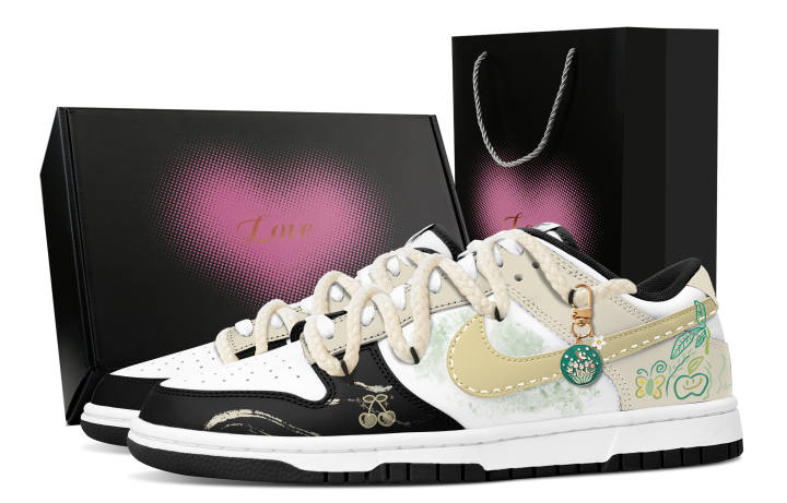Nike Nike Dunk Morning Mist, Heart Box Leather Abrasion Resistant Low top Skateboard Shoes Unisex Yellow