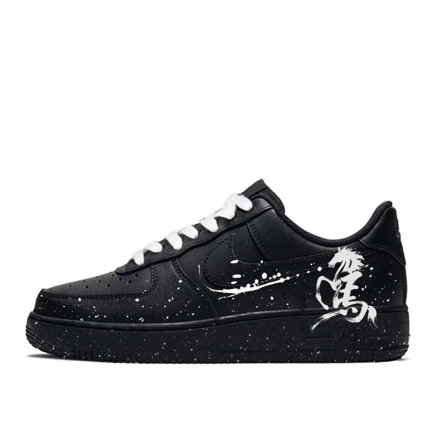 Nike Nike Air Force 1 Ink Horse Brings Prosperity Abrasion Resistant Slip Resistant Low top Skateboard Shoes Unisex
