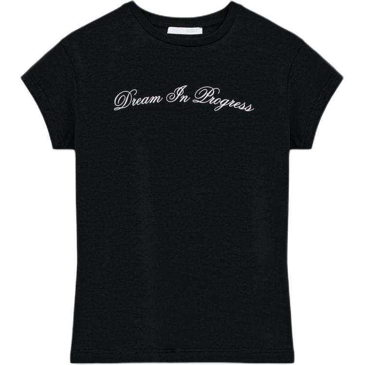 ZARA T Shirts Women's Black Crew Neck