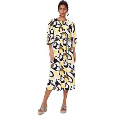 DVF Diane Von Furstenberg FW24 Short Sleeved Dress Women's Yellow