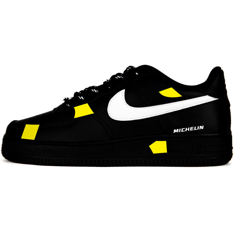 Nike Nike Air Force 1 Black Warrior Abrasion Resistant Low top Skateboard Shoes Women's Black Yellow White