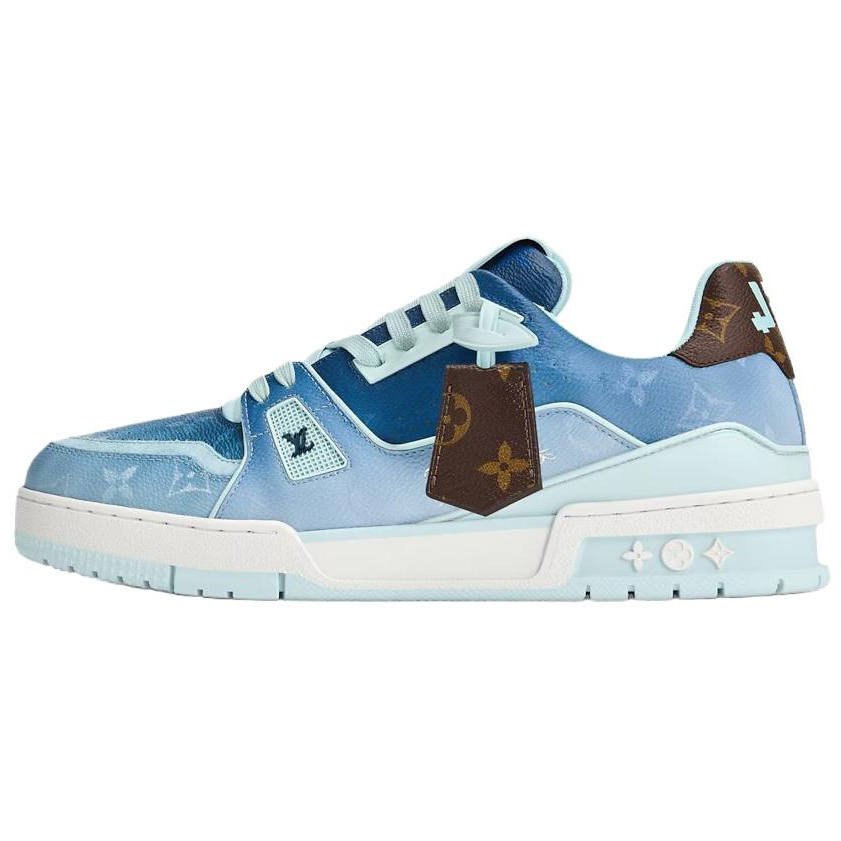 LOUIS VUITTON Trainer Cow Leather Low top Skateboard Shoes Men's Blue