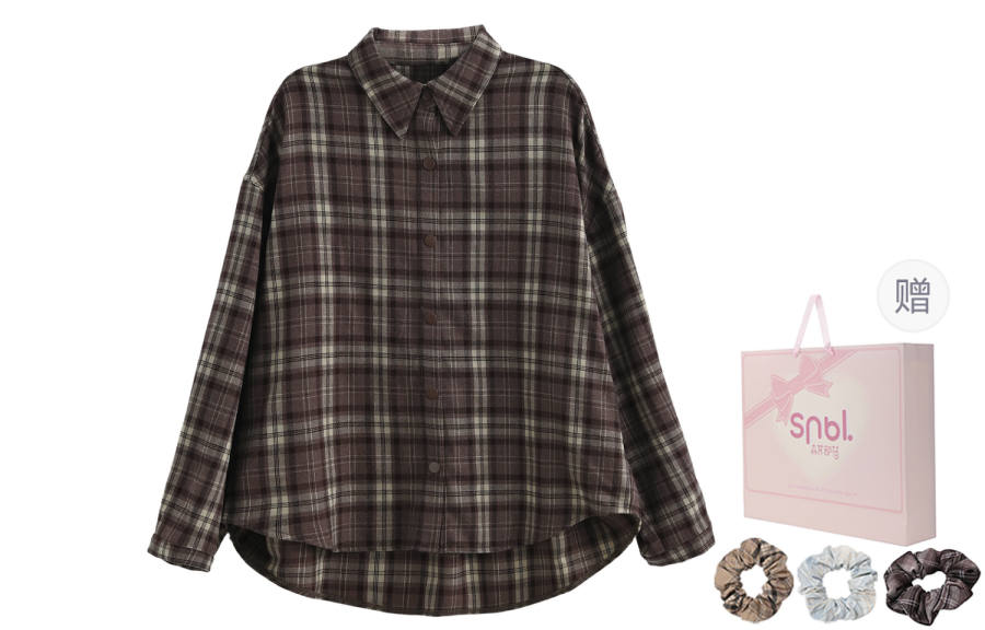 SNBL Shirts Women's Plaid Shirt Lapel Moderate