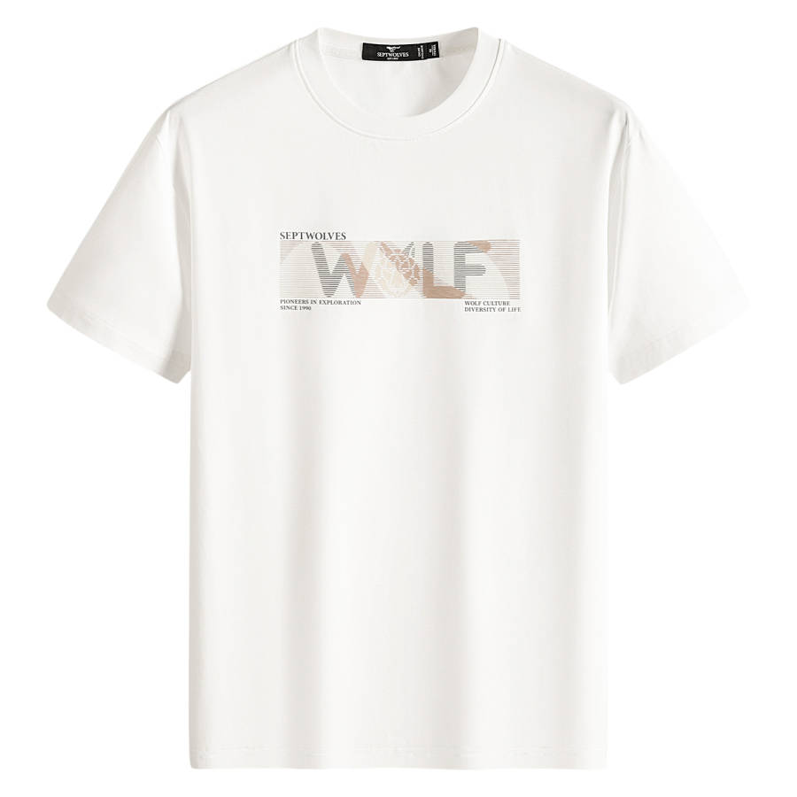 SEPTWOLVES SEPTWOLVES T Shirts Men's Raw White Crew Neck