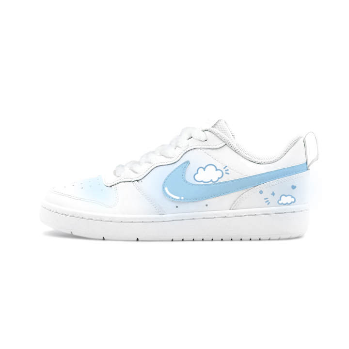 Nike Nike Court Borough Big Fish Manufacturing, Milk Blue Cloud Cluster Leather Abrasion Resistant Breathable Low top
