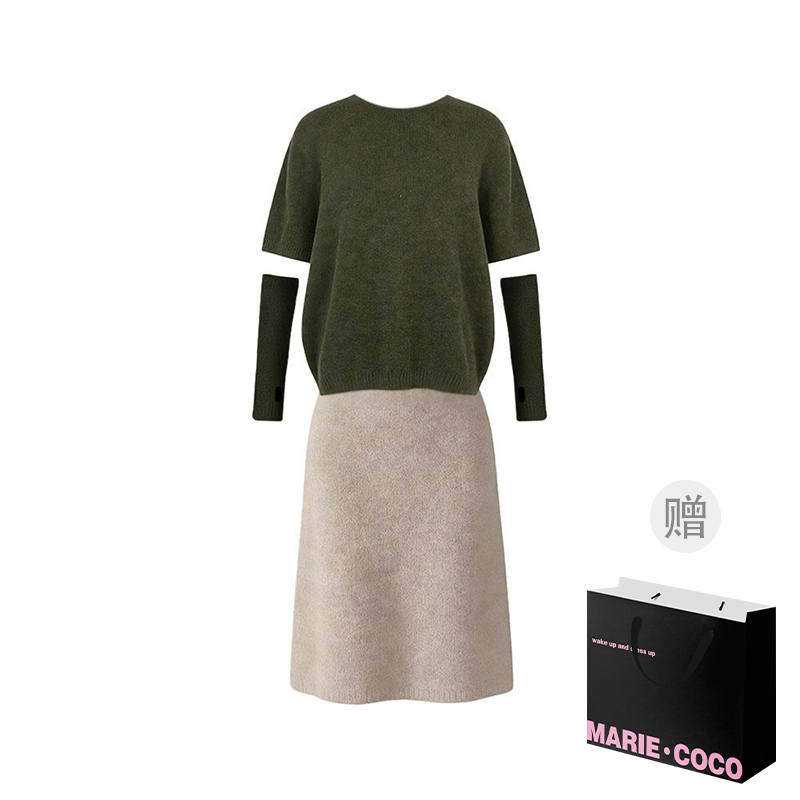 MARIE·COCO Two Piece Skirt Sets Women's Half Turtleneck Moderate Mid Length