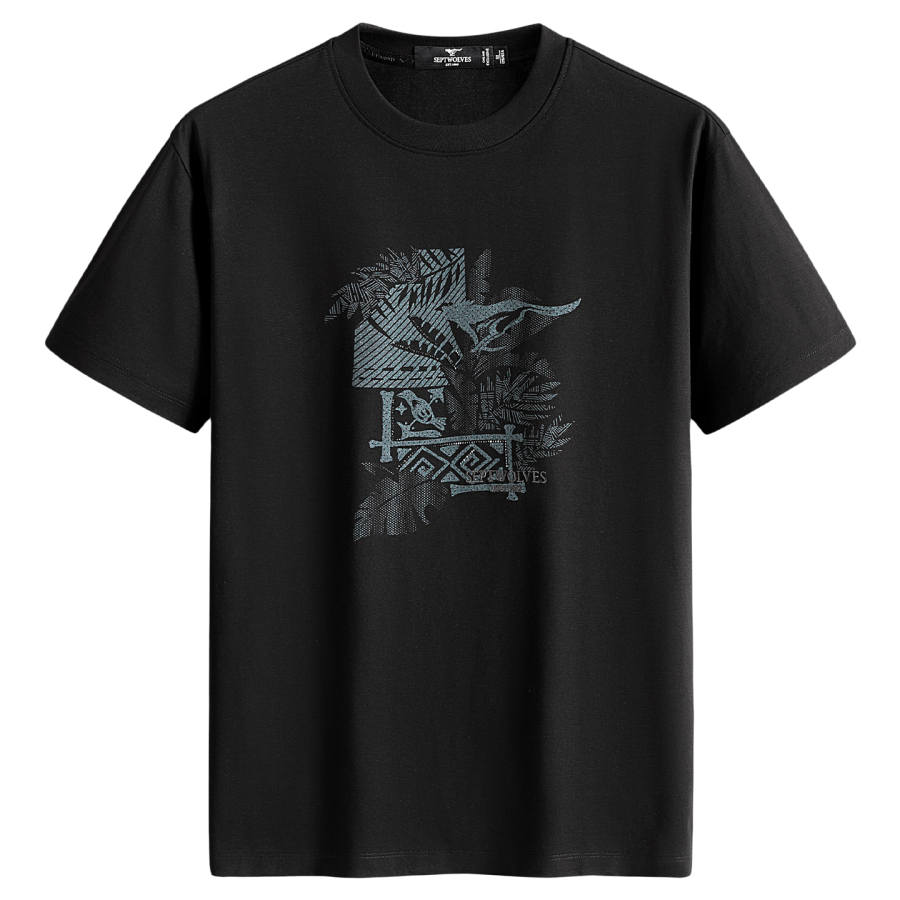 SEPTWOLVES SEPTWOLVES T Shirts Men's Black Crew Neck
