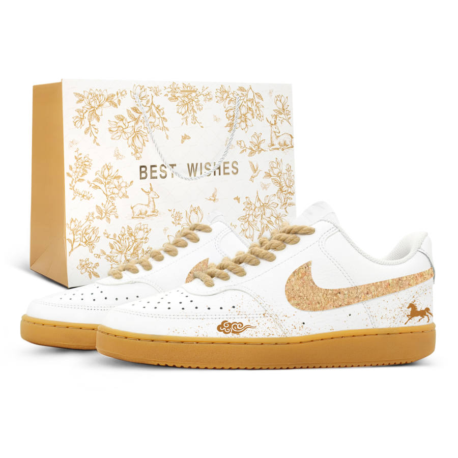 Nike Nike Court Vision 1 Horse Stepping On Auspicious Clouds, Shopping Bag Included Abrasion Resistant Low top