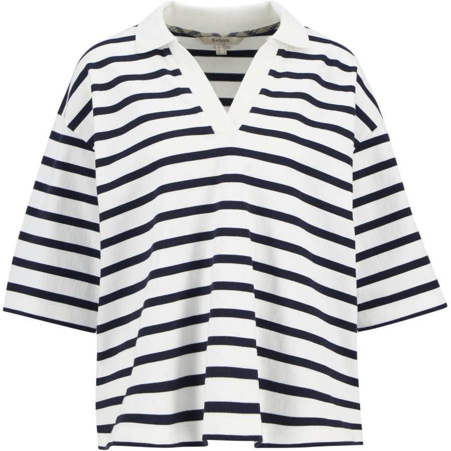 BARBOUR T Shirts Women's Dark Marine Blue Stripes V Neck Moderate Other
