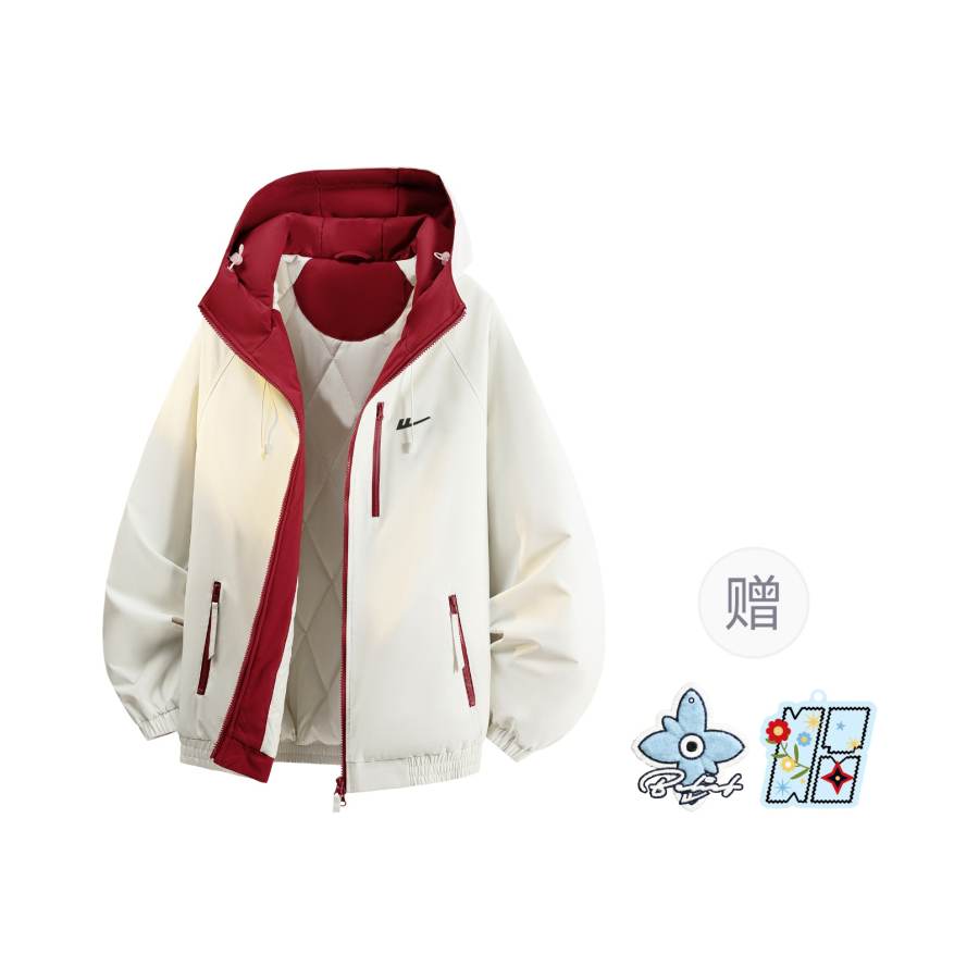WARRIOR WARRIOR Puffer Jackets Unisex Hooded Fleece Lined Cargo Puffer Jacket