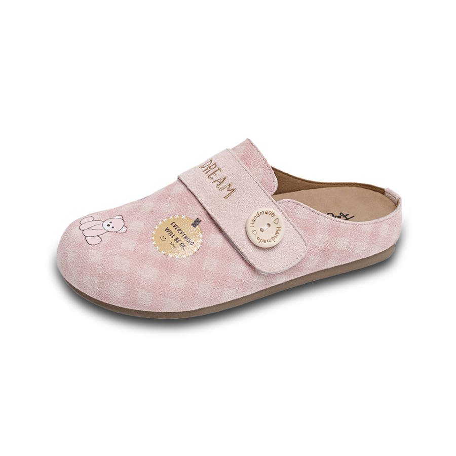 Lanza Rubber Sole Cute Pet Design Embroidery Abrasion Resistant, Odor Resistant Closed Toe Slippers Women's