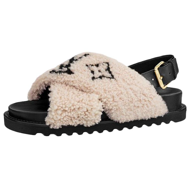 LOUIS VUITTON Comfort One Strap Sandals Women's Beige