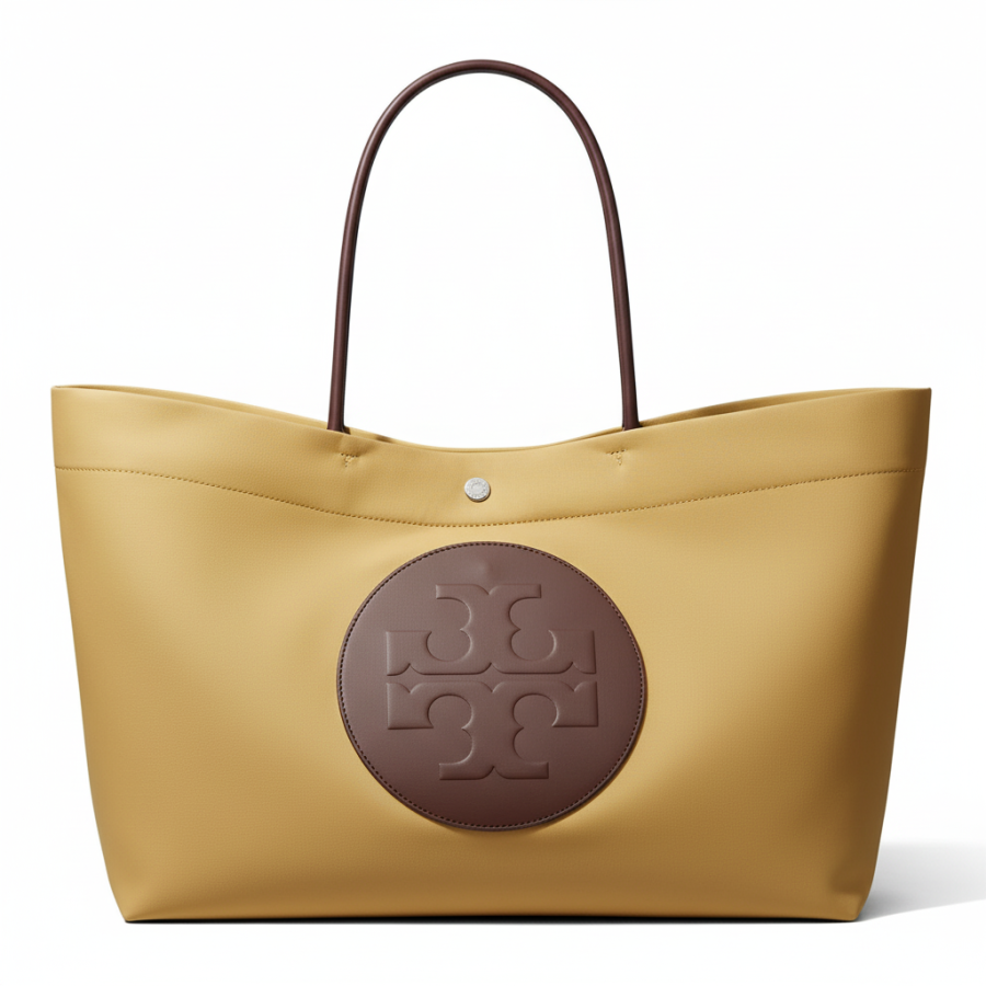 TORY BURCH Ella Fabric+Artificial Leather Tote Handbag Women's Wheat Yellow