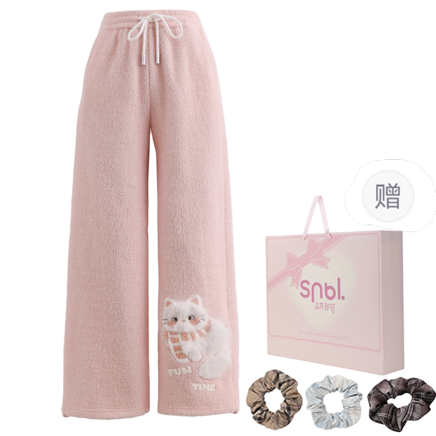 SNBL Casual Pants Women's Pink Moderate Straight Fit Pants