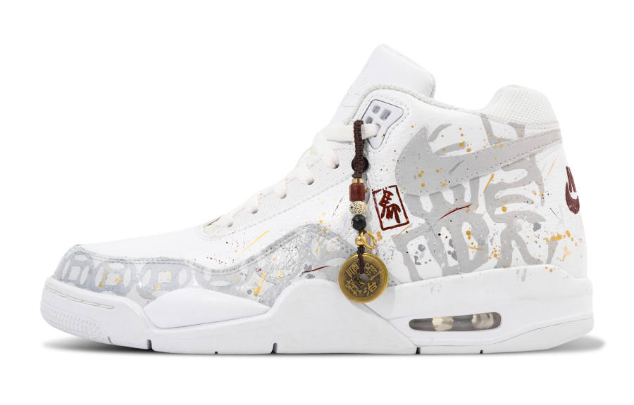 Nike Nike Flight Legacy Synthetic Leather Slip Resistant Abrasion Resistant Mid top Vintage Basketball Shoes Unisex White