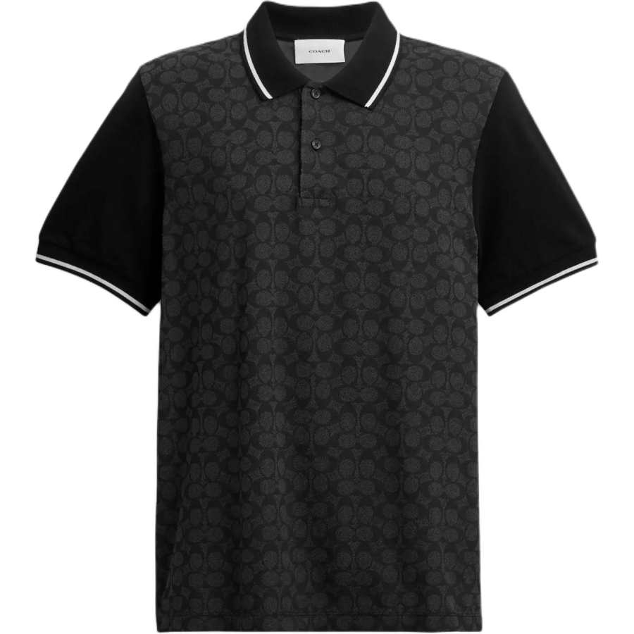 COACH Polo Shirts Men's Charcoal Gray Polo Collar Moderate Straight Fit