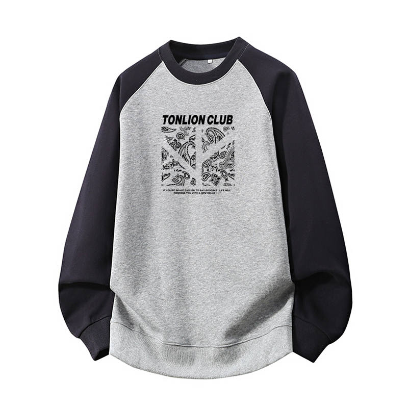 Tonlion Sweatshirts Unisex Crew Neck Moderate Regular
