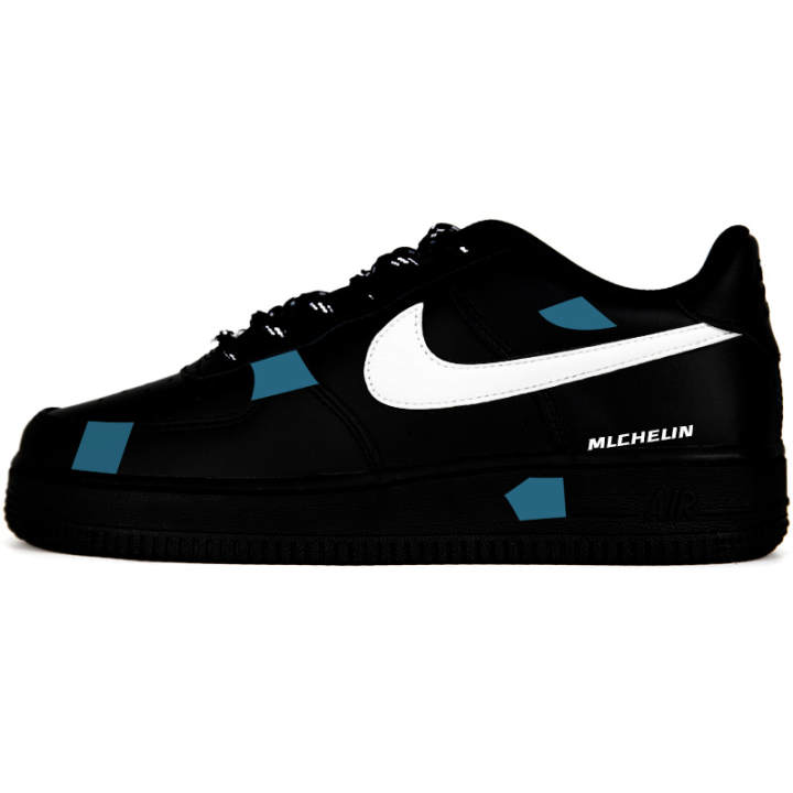 Nike Nike Air Force 1 Black Warrior Abrasion Resistant Low top Skateboard Shoes Men's Black Blue
