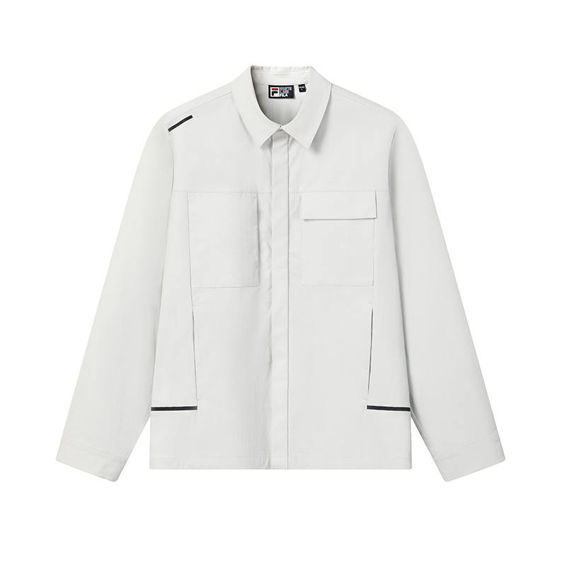 FILA WHITE Jackets Men's Steam Gray Lapel Moderate Other
