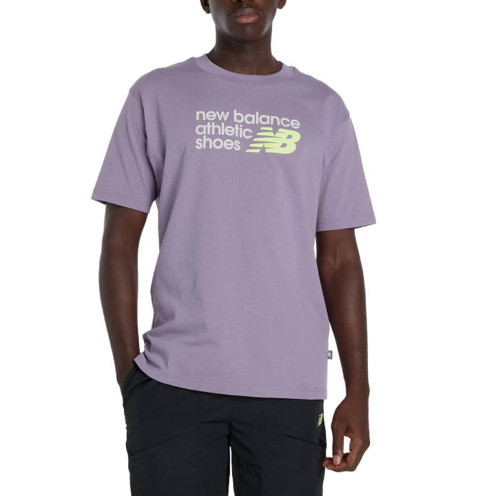 New Balance New Balance T Shirts Men's Preserved Violet Crew Neck Moderate