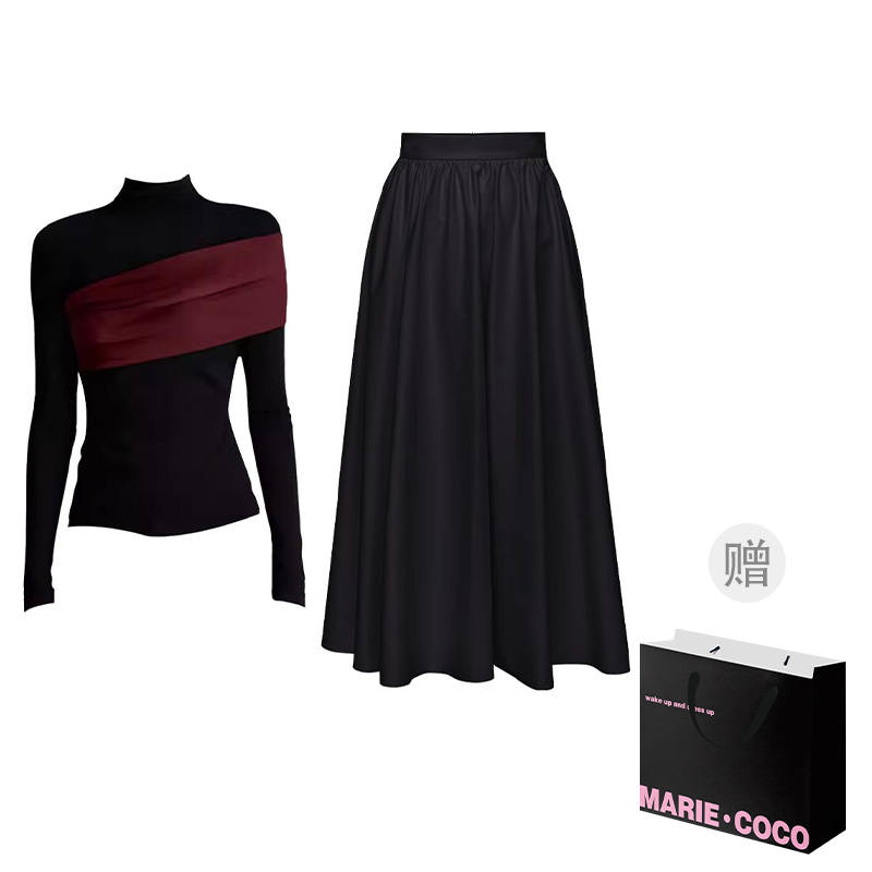 MARIE·COCO Two Piece Skirt Sets Women's Half Turtleneck Moderate Long