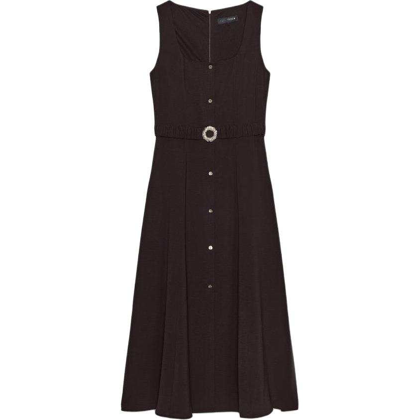 ZARA Sleeveless Dresses Women's Brown Square Collar Moderate