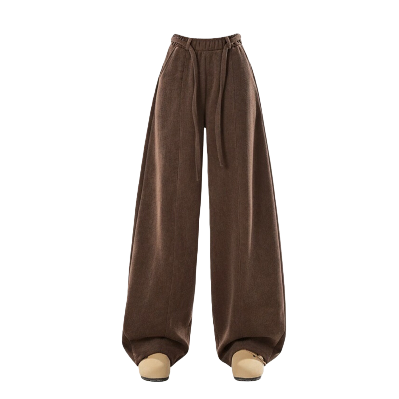 Sugarfunk Casual Pants Women's Coffee Moderate Wide Leg Pants