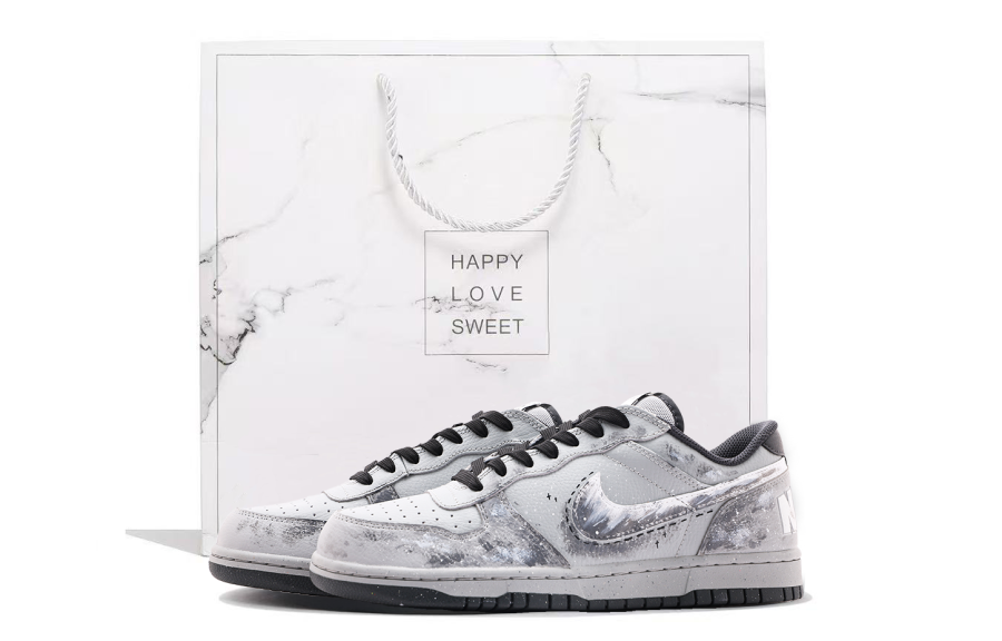 Nike Nike Big Genuine Leather Coverage Cushioning Abrasion Resistant Low top Skateboard Shoes Unisex Dark Gray