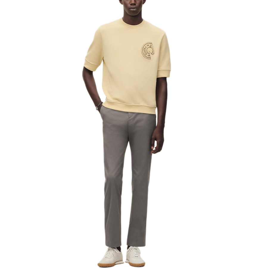 HERMES T Shirts Men's Apricot Crew Neck Moderate Straight Fit