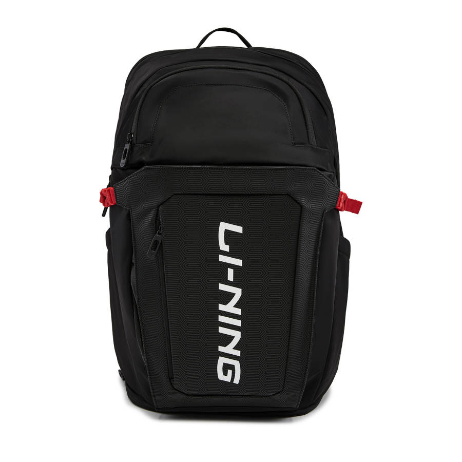 Li-Ning Li Ning Nylon Blend With Fine Fiber Polyurethane Synthetic Leather Backpack Men's Black