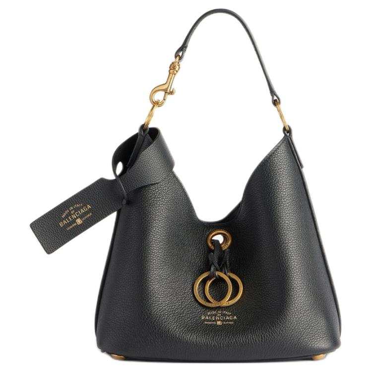 Balenciaga Cow Leather HOBO Bag, Shoulder Handbag Small Women's Black