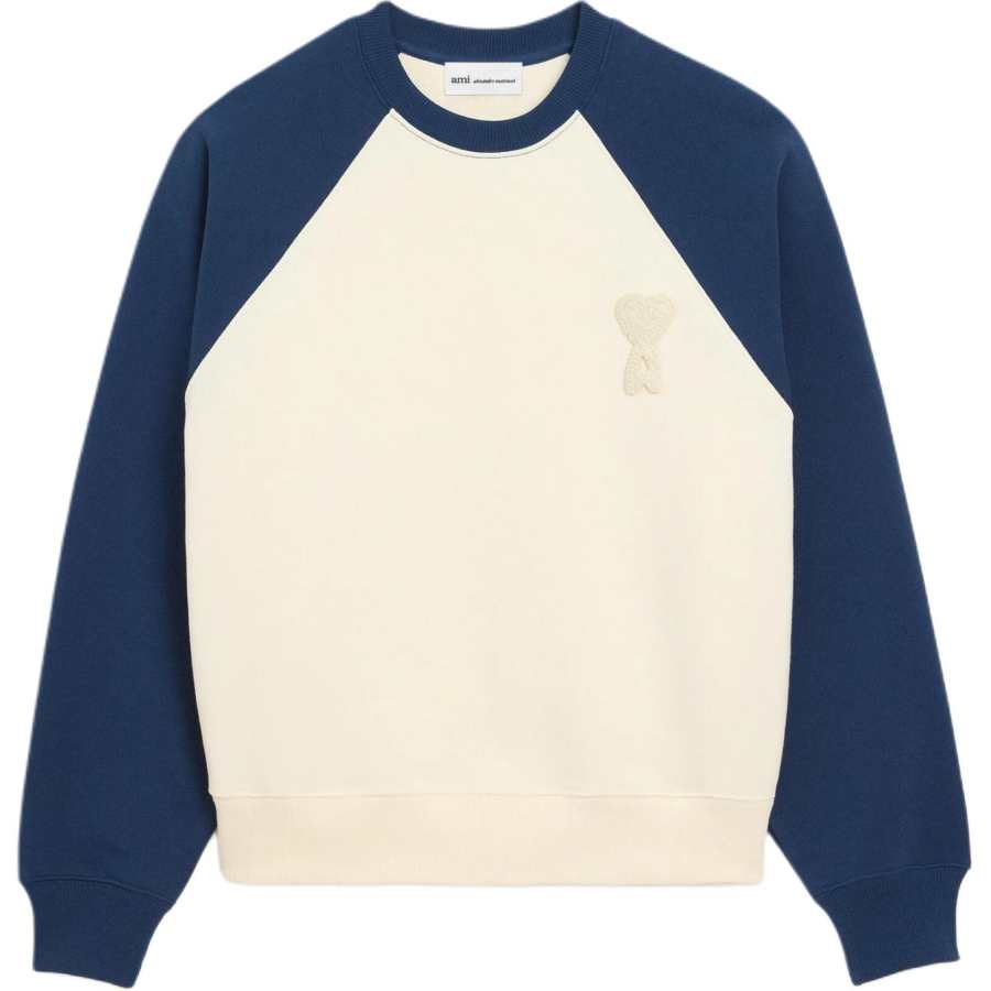 AMIPARIS Sweatshirts Men's White/Blue Crew Neck Moderate Regular
