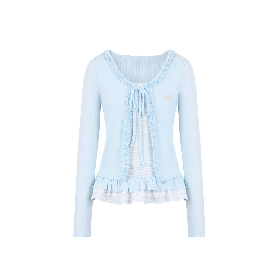 Umoumo Knitwear Women's Light Blue Crew Neck Moderate