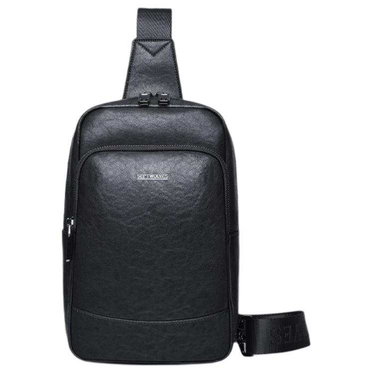 SEPTWOLVES SEPTWOLVES Cow Leather Sling Bag Medium Men's Black